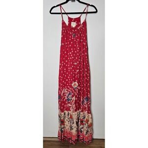 Maeve Anthropologie Kira Printed Floral Maxi Dress Spaghetti Strap Tassel XL